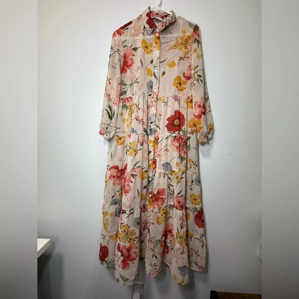 Blogger’s Favourite Zara Floral Print Maxi Shirt Dress size S - Picture 12 of 16